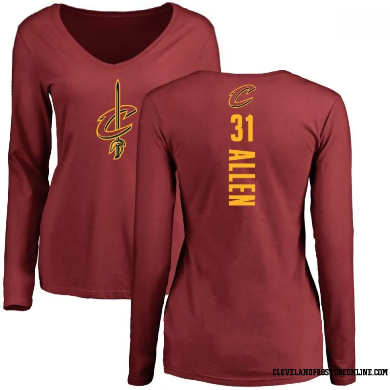 Women's Jarrett Allen Cleveland Cavaliers Maroon Backer Long Sleeve T-Shirt